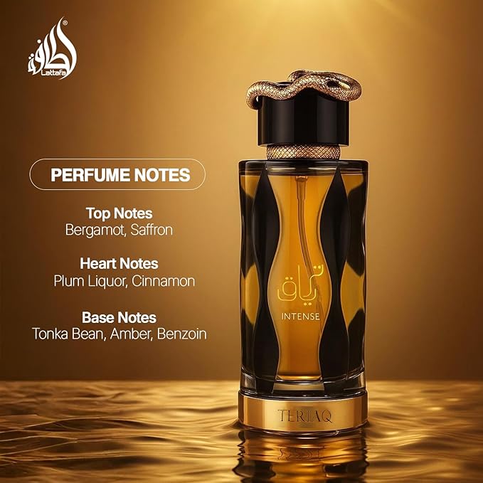 Lattafa Teriaq Intense for Unisex Eau de Parfum Spray, 3.4 Ounce / 100 ml