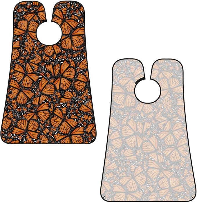 Beard Grooming Cape, Waterproof Hair Catcher for Shaving Trimming, Non-Stick Bib Apron Gifts for Dad Men, Beautiful Monarch Butterfly Shave Bib