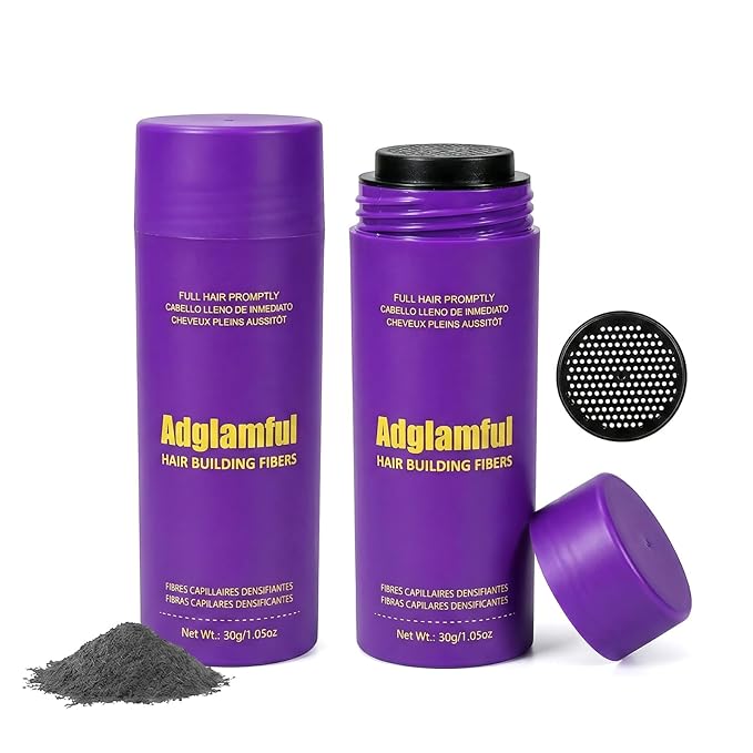 Hair Building Fibers – Natural-Looking Hair Thickening Powder for Instant Fuller Appearance, Long-Lasting, Lightweight & Easy to Apply, 30g x 2 – Grey
