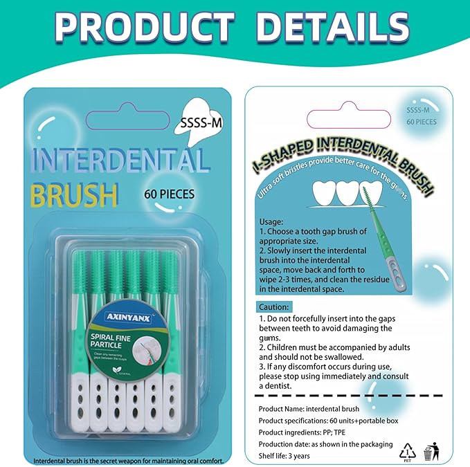 Dental Floss Picks Comfort Soft,Disposable Interdental Brushes for Teeth Cleaning Tools,Easy to Use Dental Picks with Convenient Carry Case (60PCS-Park of 1)