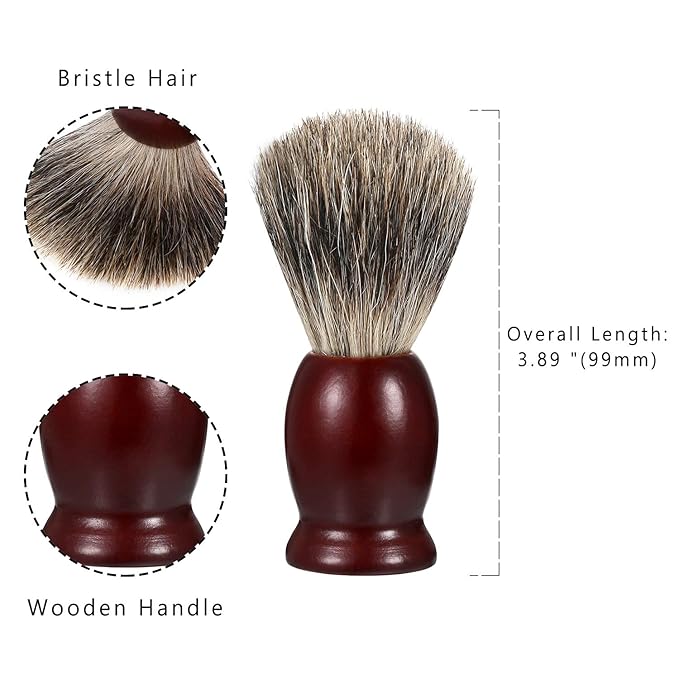 Vtrem 2 Pack Pure Badger Shaving Brush for Men with Hard Wood Handle Luxury Professional Shave Brush Tool for Wet Shave, Safety Razor
