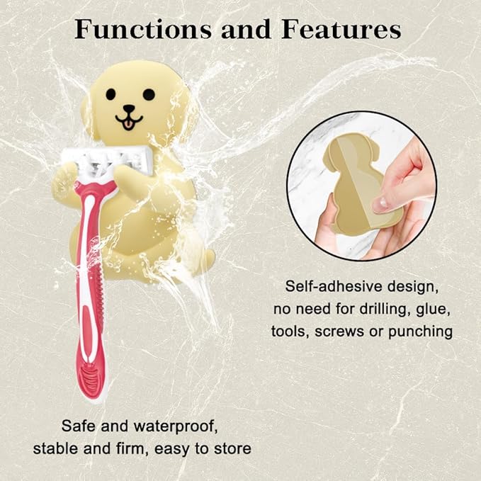 Dog Shower Razor Holder, Cute Dog Bathroom Decor, Cute Animal Razor Holder Gifts for Men Women Husband Wife, Couple Gifts for Boyfriend Girlfriend, Women Razor Bathroom Storage Gifts