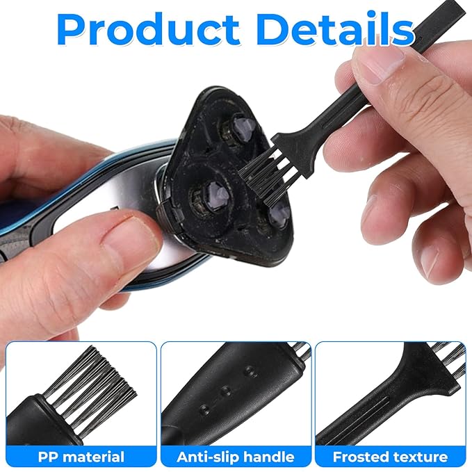 30 Pcs Electric Shaver Cleaning Brush 3 styles Double Sided, Long, Short Razor Brush Replacement for Trimmer Hair Clipper Keyboard Cleaning (Black)