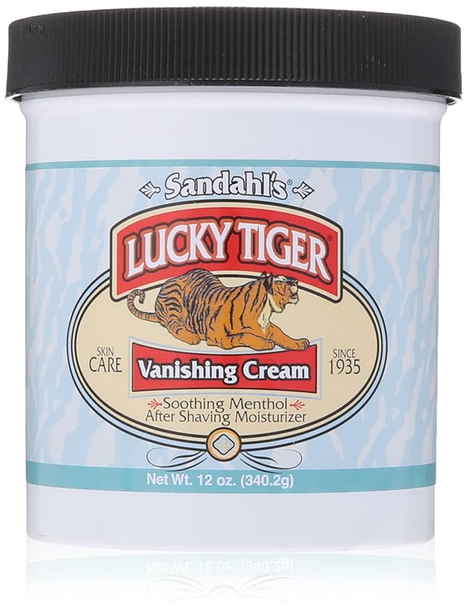 Lucky Tiger Sandahl’s Vanishing Cream (12 oz) – Classic Cooling Aftershave for Men & Face Moisturizer – Menthol & Peppermint Oil Fast-Absorbing After Shave Lotion for Men – Soothes Razor Burn & Bumps