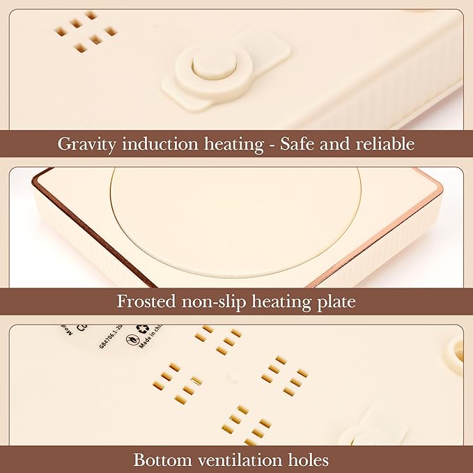 Linkidea Heated Shaving Soap Bowl for Men, Electric Shave Cream Warmer Maintains Warm Temperature, Wet Razor Shave Cream Bowl Accessories (Beige)