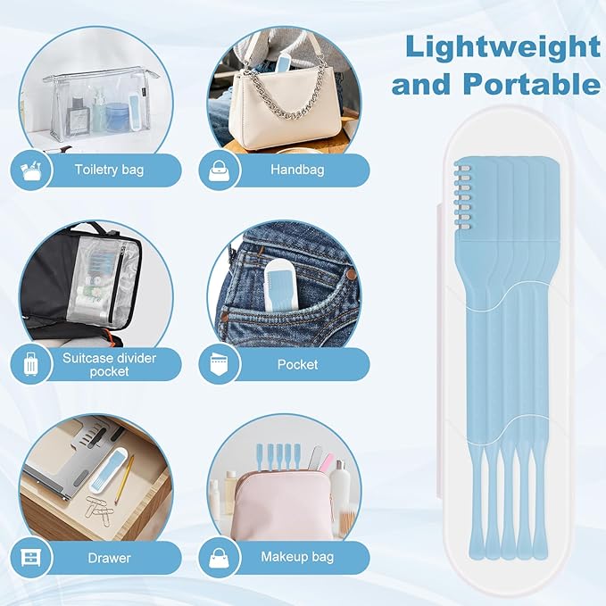5PCS 2-in-1 Nasal Hair Cutter, Manual Nose Hair Trimmer Cutter with Ear Pick for Women & Men 360°Rotating Nose Hair Remover Grooming Tool Knife Razor Portable Nostril hair Trimmer Clipper (Sky Blue)