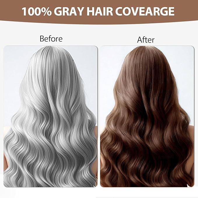 Dark Brown Hair Color Shampoo for Women Men Ammonia-Free & PPD-Free, Gray Hair Coverage Herbal Natural Hair Dye Shampoo 18 Pack