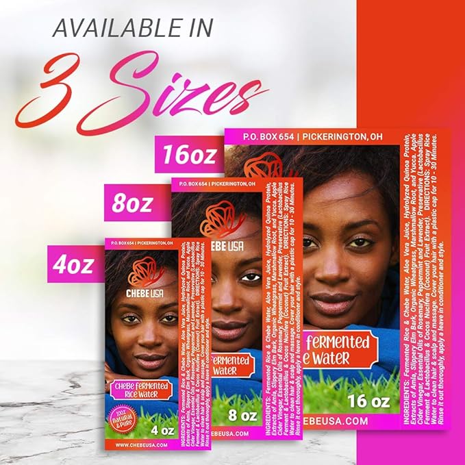 Uhuru Naturals Chebe Fermented Rice Water - Natural Hair Conditioner, Moisturizer & Detangler - Hair Fall Prevention, Growth & Repair For Men & Women (4 oz)