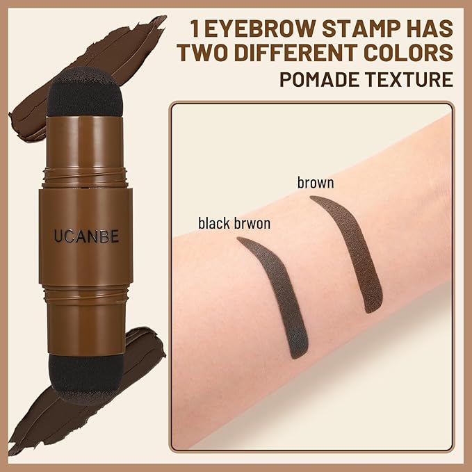 UCANBE 25PCS Eyebrow Stamp Stencil Kit With Dual-Color Eyebrow Stamp Pomade,20 Reusable Eyebrow Stencils,Finising Powder,Brush,Eyebrow Razor,Zipper Pouch,Waterproof Eye Brow Stamping and Shaping Kit05