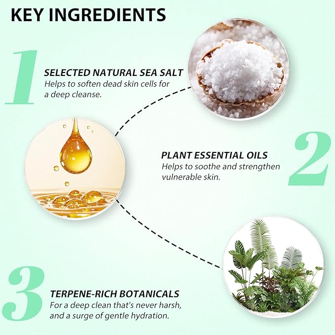 Bee & Flower Sea Salt Scrub Clarifying Liquid Soap Gentle Exfoliating Daily Body Wash Lightly Moisturizing Body Scrub to Soften & Smooth Skin - 16.8 Fl Oz