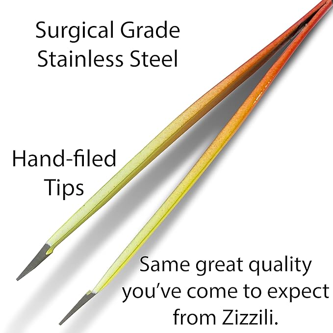 Zizzili Basics Mini Slant Tweezers - Best Tweezers for Eyebrow, Facial Hair Removal and your Precision Needs (Sherbet)