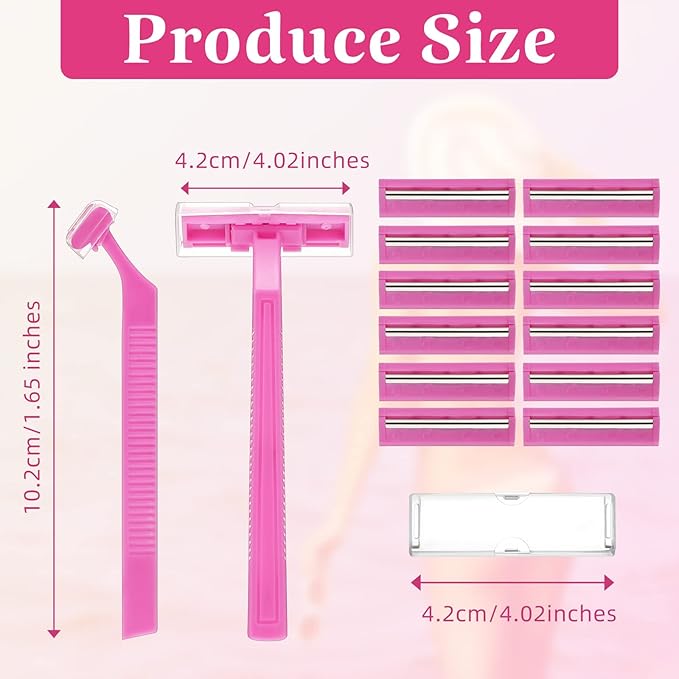 Hanaive Women's Disposable Razors Bulk Twin Blade Disposable Stainless Steel Hospitality Quality Shaver Multipurpose Portable Shave Razor Manual for Bathing Hotel Travel(Pink,100 Pcs)