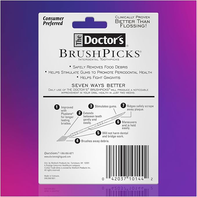 The Doctor's BrushPicks, Interdental Brushes & Dental Picks, Gently Remove Food Debris from Braces & Dental Work, 275 Count