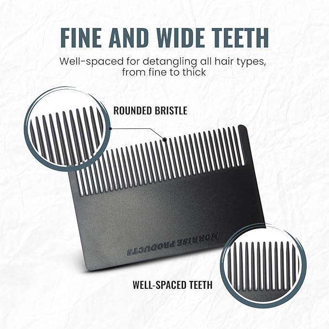 3 Pack Mini Hair & Mustache Styling Comb Kit - Anti-Static Portfolio Combs for Men's Beard Care, Grooming and Detangling - On-The-Go