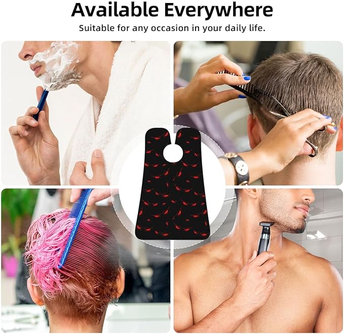 Adjustable Beard Bib, Non-Stick Hair Catcher Cape for Men's Shaving, Waterproof with 2 Suction Cups, Evil Red Eyes Shave Bib