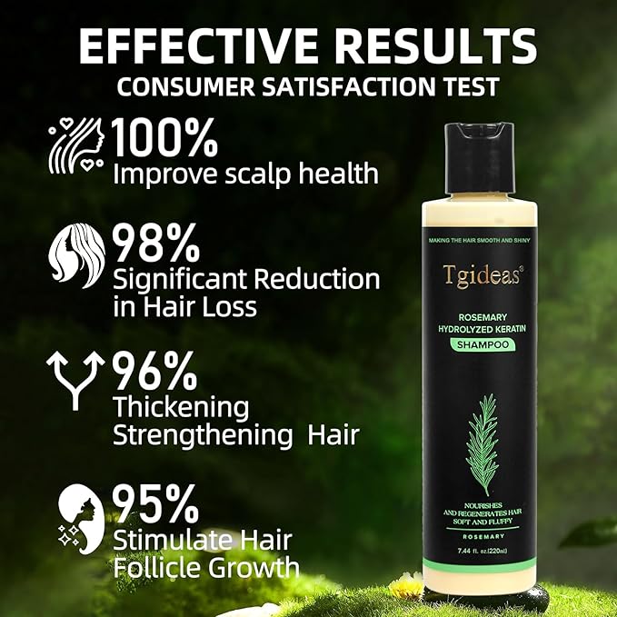 Tgideas Organic Rosemary Hair Growth Shampoo for Women and Men-Natural Thickening & Strengthening Shampoo with Hydrolyzed Keratin for Thinning Hair & Hair Loss 7.4 fl.oz