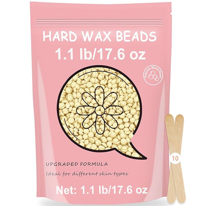 1.1lb Refill Wax Beads for Hair Removal, Bouvetan Brazilian Hard Wax Beans for Bikini, Face, Eyebrow, Legs, Armpit, Coarse Hair At Home Waxing Beads (Cream)