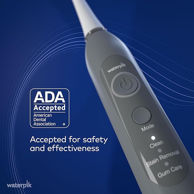 Waterpik Sensonic Sonic Electric Toothbrush, Rechargeable Toothbrush for Adults with 3 Modes, Travel Case, USB Charger, Modern Gray STW-03W027, Packaging May Vary