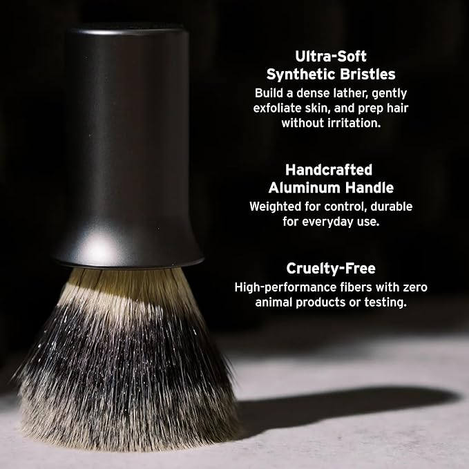 SUPPLY Silvertip Synthetic Shaving Brush for Men – Dense Synthetic Fibers, Thick Lather, Matte Black