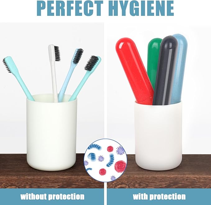 6 Pack Toothbrush Travel Case, Travel Toothbrush Holder, Sanitary Toothbrush Storage, Eco-friendly Toothbrush Protector Covering for Traveling, Business，Camping, Home, School