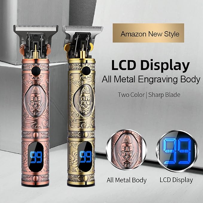 AMULISS Professional Hair Trimmer Mens Hair Clippers Zero Gapped Cordless Hair Trimmer Professional Haircut & Grooming Kit for Men Rechargeable LED Display