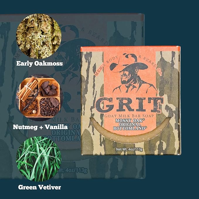 GRIT Goat Milk Soap Bar Oak OG Bottomland | Dye-Free Soap Bar | Enriched with Nourishing Goat Milk | 4 oz
