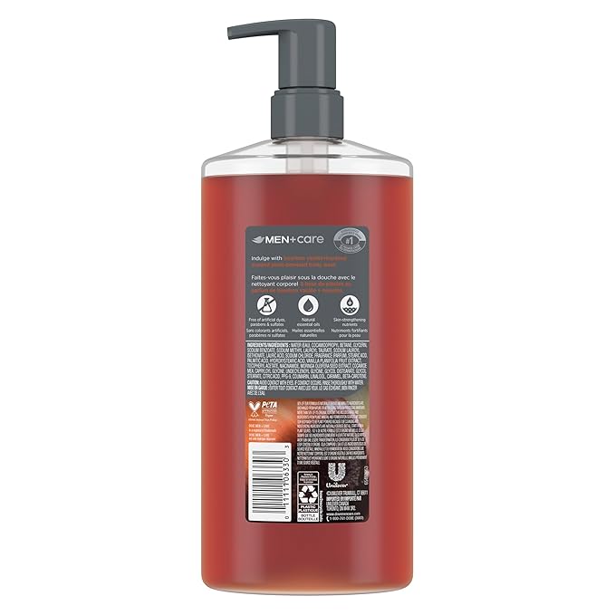 DOVE MEN + CARE Plant-Based Bourbon Vanilla + Hazelnut Body Wash for Men For Moisturized Skin 26 Fl Oz