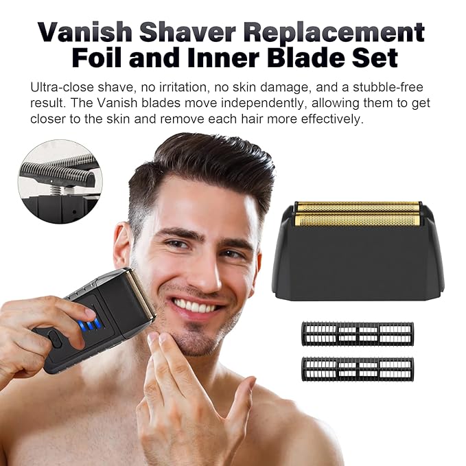 1 Pack Shaver Replacement foil Compatible with wahl 5 Star Series Vanish Shaver 8173-700,Vanish Replacement Foil & Cutter Bar Assembly for Super Close Shaving,Shaver Blade for Wet & Dry Shaving,Black
