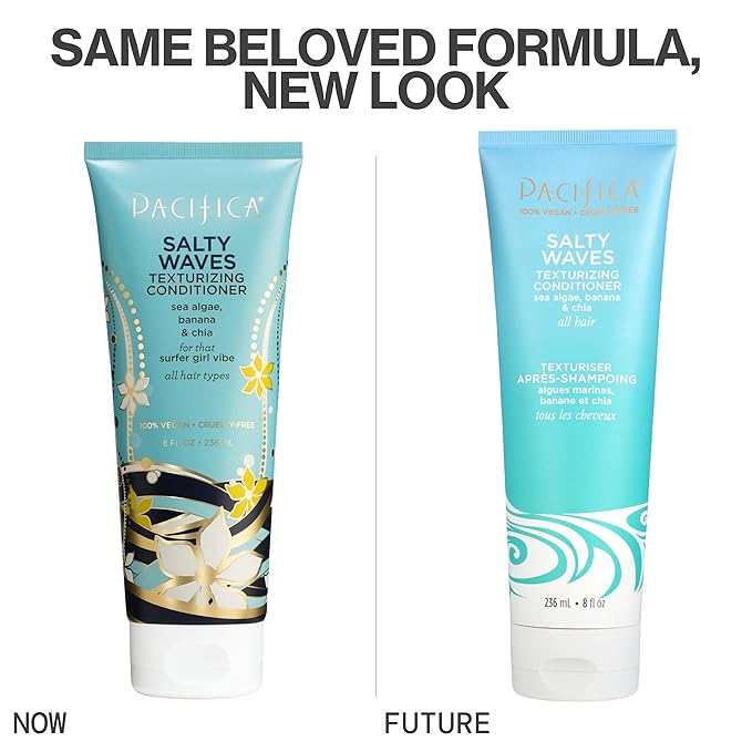 Pacifica Beauty Conditioner, Salty Waves Texturizing and Moisturizing, 8 Fl Oz, Banana Scent, For All Hair Types, Vitamin B + Vitamin E, Vegan & Cruelty Free