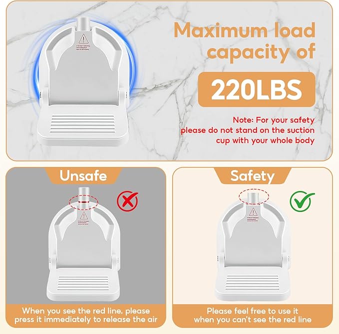 No-Drill Foldable Anti-Slip Shower Foot Rest，Shower Step for Shaving Legs with Powerful Suction Cups, Multi-Purpose Shower Shaving Foot Rest，Supports Pregnant Women and Those with Back Pain