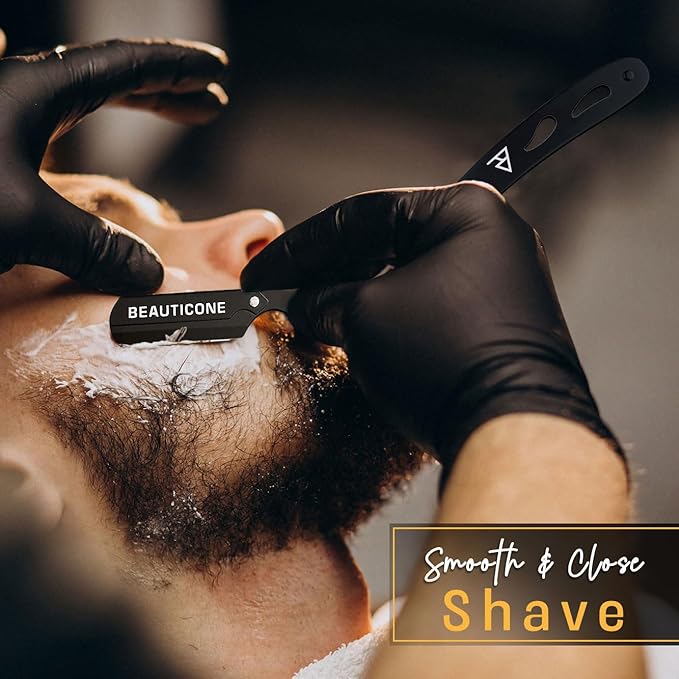 BEAUTICONE Straight Razors for Men, Straight Edge Razor, Single Blade, Stainless Steel, Barber Razor for Men's Shaving, Barber Shaving Knife, Swinglock