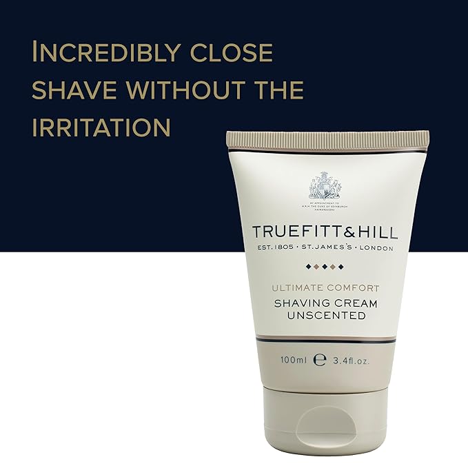 Truefitt & Hill Ultimate Comfort Shaving Cream Tube for Men, Unscented, 3.4 oz.