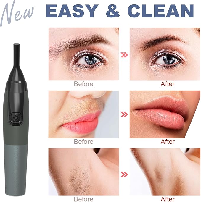 Electric Eyebrow Trimmer for Women, Nose Hair Painless Razor Removal for Men, Mini Epilator for Bikini, Remover for Face, Eye Brow, Nose Hair, Ear Hair, Chin, Peach Fuzz, Lips, Arms, Body (Black)