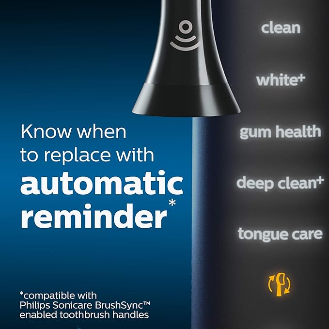 Philips Sonicare W DiamondClean - Genuine Replacement Electric Toothbrush Heads, Black, 2 Pack, HX6062/95