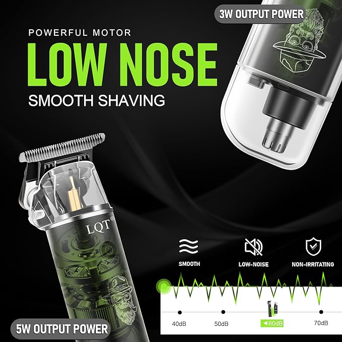 Rechargeable Beard Trimmer kit for Mustaches, Nose Hair, and Light Detailing and Grooming with Bonus Wet/Dry Battery Nose Trimmer