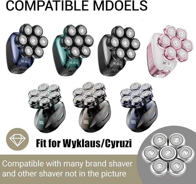 7D Floating Head Compatible with Wyklaus/Cyruzi Head Shaver 7D Replacement Head,Shaver Replacement Heads Compatible with Wyklaus OP-002/Cyruzi Head Shavers for Bald Men.(1Pack)