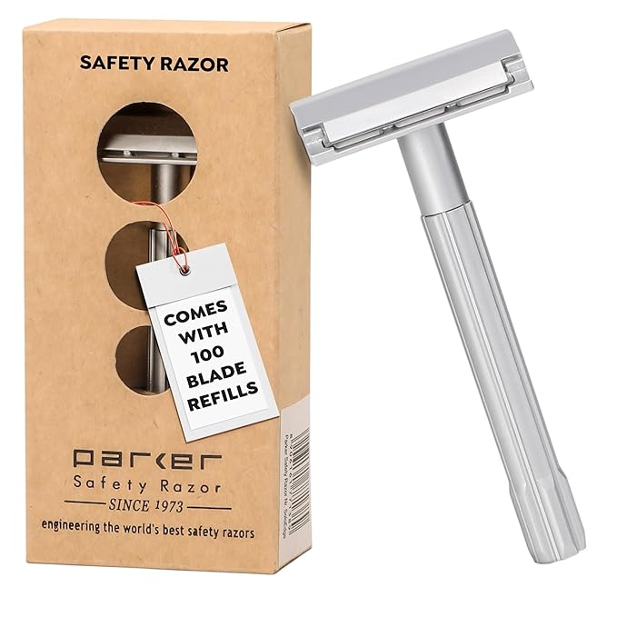 Parker Safety Razor, The SOLOEDGE – Single Edge Razor with Magnetic Head & 100 Platinum SE Blades – Precision Shaving, Reusable & Plastic-Free Razor for Men & Women