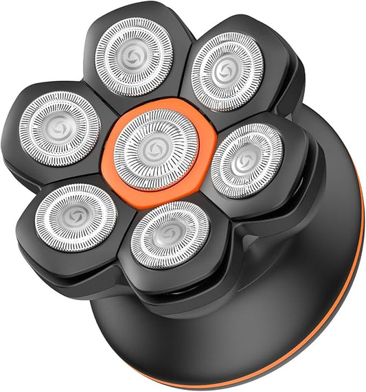 7D Head Shaver for Bald Men, Electric Razor with Upgraded Flexible Blades, Long Battery Life, IPX6 Waterproof, LED Display, Ergonomic Design, Rechargeable, 2 Speed Settings, Easy to Clean