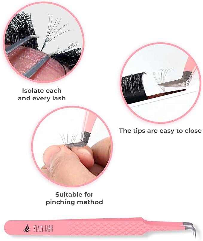 STACY LASH Isolation Tweezers/Precision Supplies For Classic &Volume Extensions and Individual False Eyelashes/Separator Tool/Curved Tip