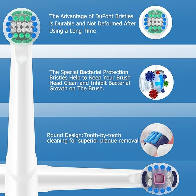 Replacement Heads Compatible with Oral b Braun, 16 Pcs Electric Toothbrush Heads for Oral-b Floss Pro 1000 Smart Genius x White