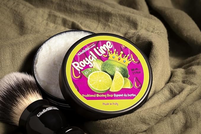 The Goodfellas’ Smile ROYAL LIME (Zesty Sicilian Lime) Italian Shaving Soap – Soft Lathering Croap for Traditional Wet Shaving with Brush, Razor & Soap Bowl