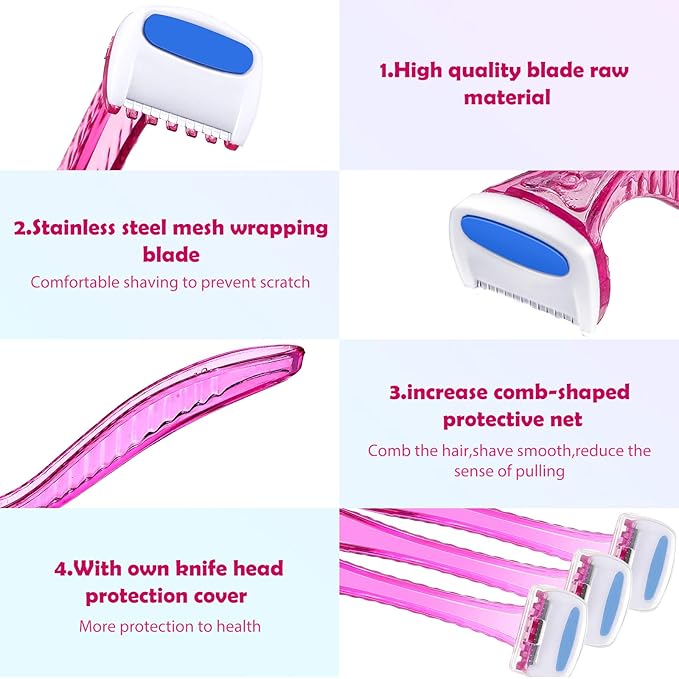 Honoson 12 Pcs Disposable Bikini Razors for Women Bikini Line Trimmer Shaver Small T Type Razor Durable Travel Accessories Pubic Hair Removal Beauty for Body Cosmetic Tool(Light Pink, Yellow, Blue)