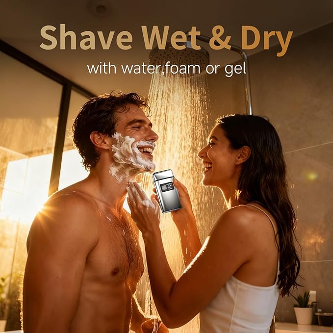 Electric Foil Shaver for Men,Electric Razor with Pop-up Trimmer,Cordless Beard Trimmer,Waterproof,Wet & Dry Shaving,LED Display,2-Speed Mode (Silver)