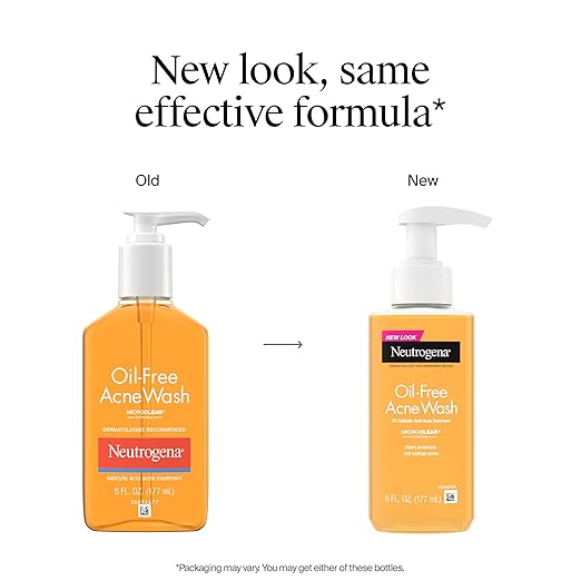 Neutrogena Oil-Free Acne Face Wash, Breakout Prone Skin Facial Cleanser with 2% Salicylic Acid Acne Treatment for Face, 6 fl. oz