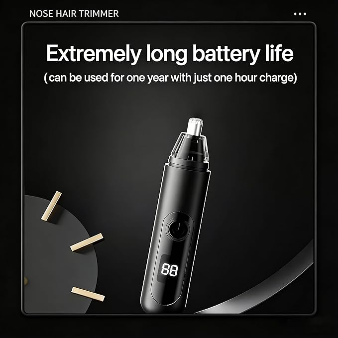 Nose Hair Trimmer for Men, 3-in-1 Painless USB Rechargeable Ear Nose & Eyebrow Trimmer with 180-Day Battery, LED Power Display, IPX7 Waterproof, Dual Blades for Precise Grooming