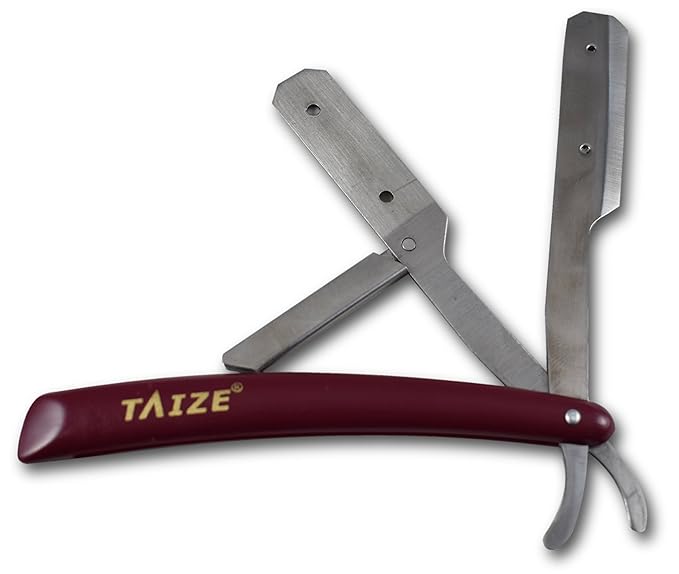 TAIZE - Straight Edge Razors -Professional Barber-Percent Stainless Steel Burgundy - 5''