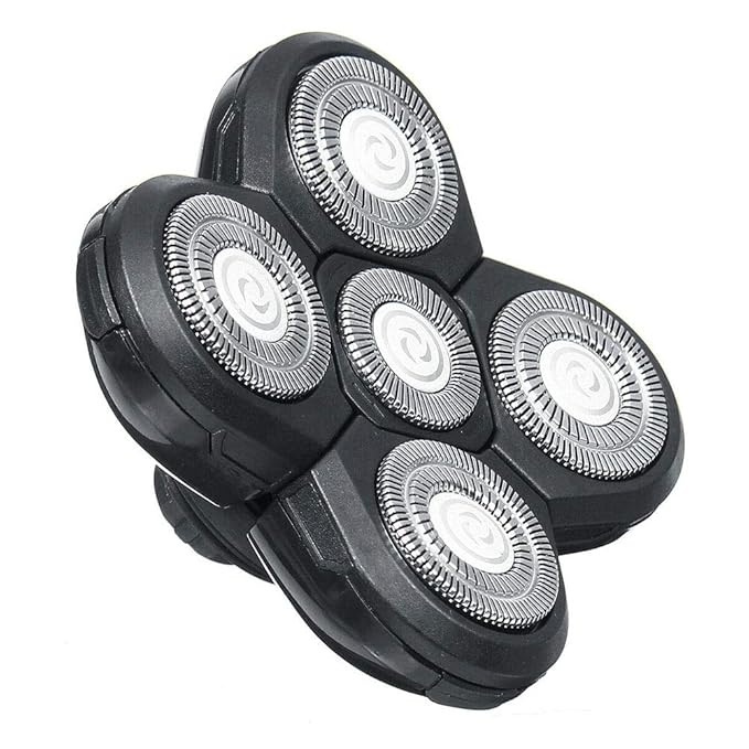 Shaver Blade Heads for 5 Heads Razor Blade Heads, Electric Razor Head Replacement Blades Beard Cutter Easy Install for Head and Face (Black)