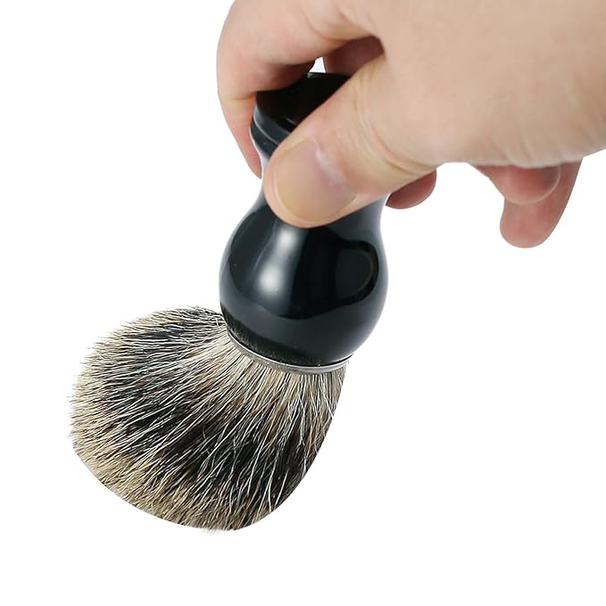 Vtrem Shaving Brush Black Handle Professional Badger Hair Shave Brush for Men Shaving Brush for Wet Shave for Safety Razor Double Edge Razor Straight Razor or Shaving Razor