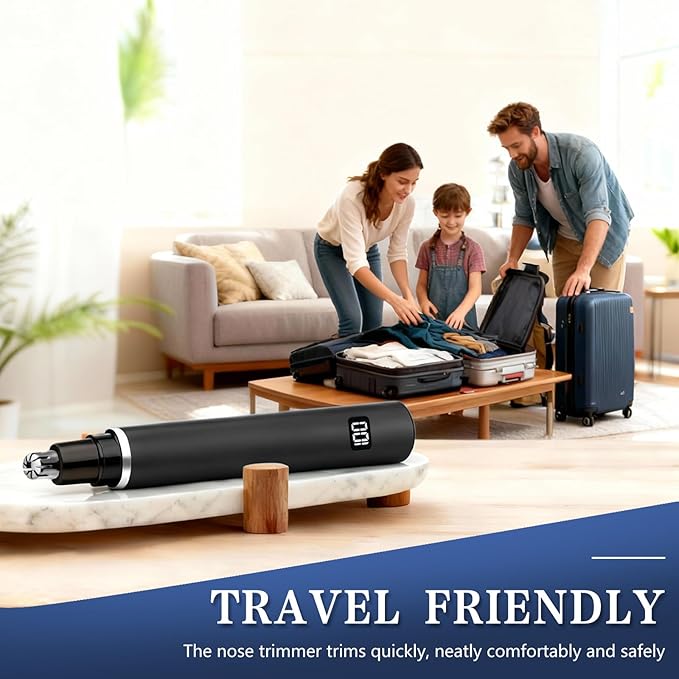 Nose Hair Trimmer, Rechargeable Cordless Painless Ear Eyebrow Trimming Tool Dual Edge Blades Razor Easy Cleansing with LED Light for Man Woman, IPX7 Waterproof, for Nose, Ear, Eyebrows