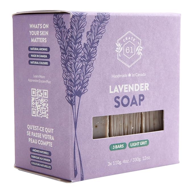 Crate 61, Natural Bar Soap, Vegan, Lavender, Handmade Soap With Premium Essential Oils, Cold Pressed Face And Body Bar For Men And Women (4 oz, 3 Bars) Lavender 3 Pack